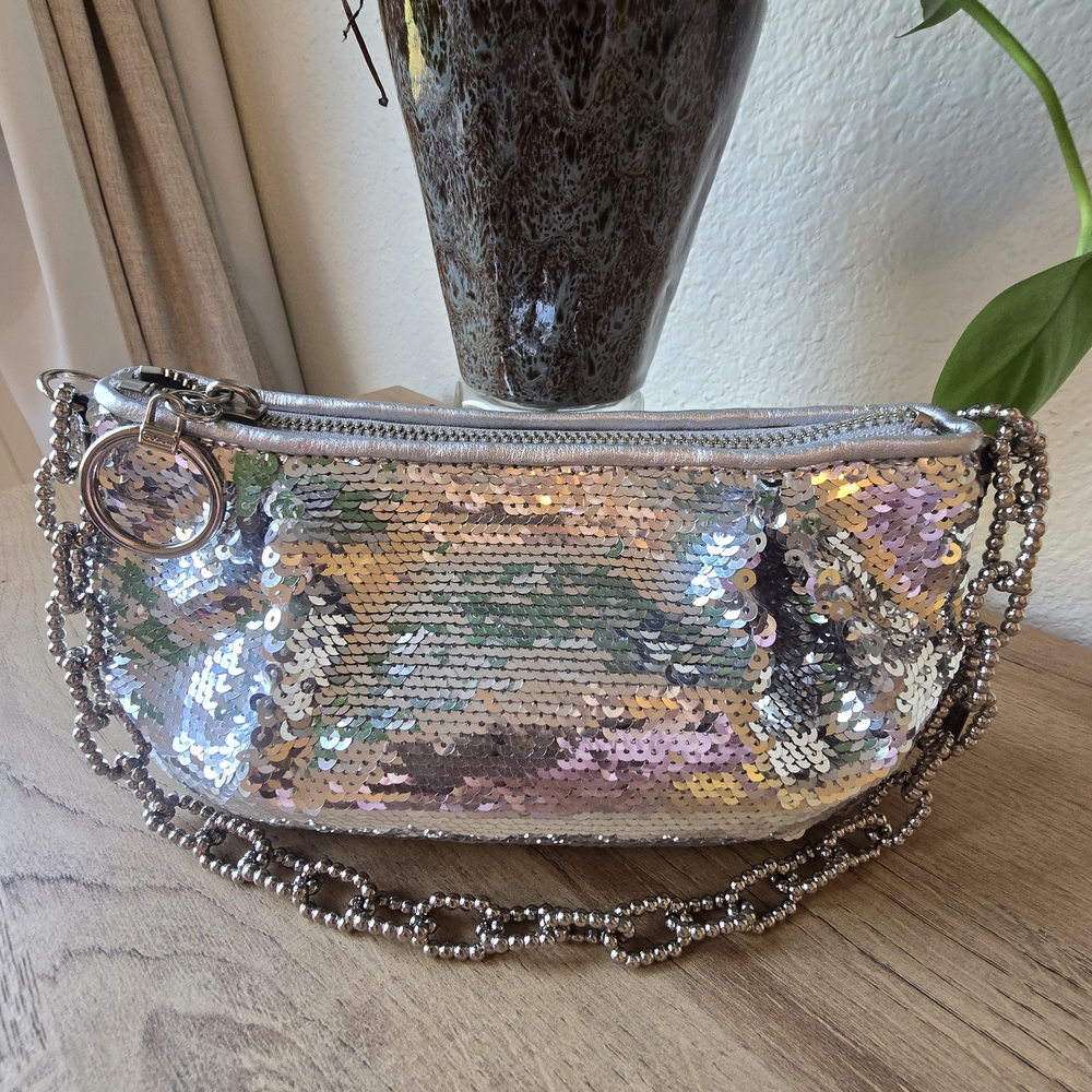 Rare Coach Sequin Silver Chain Bag